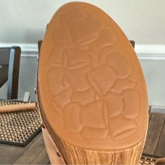 Kork-Ease Sienna Leather Clogs Tan Size 10 – Chunky Heel Vintage Boho - Picture 12 of 14